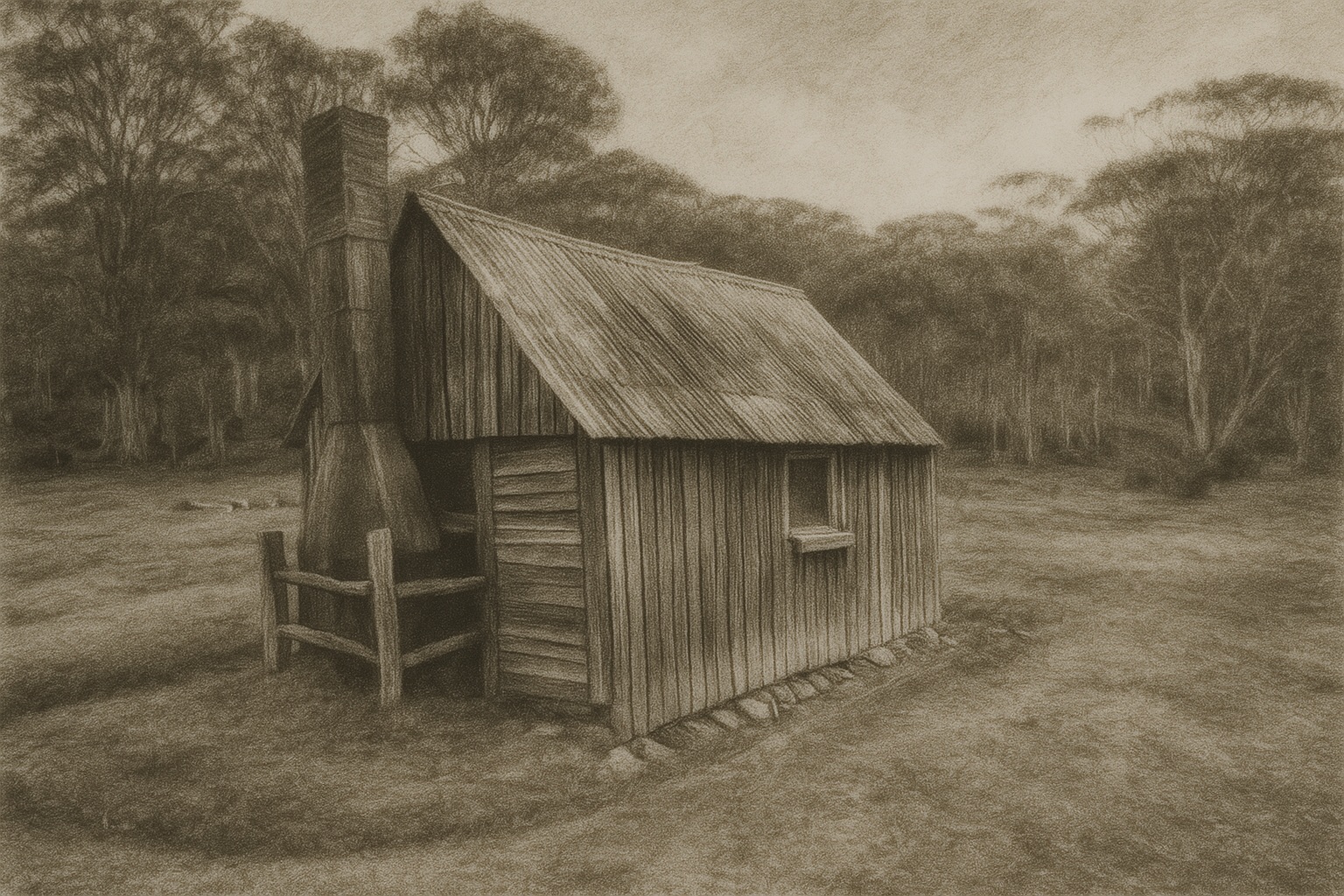 Drawing of Charlie Carters Hut
